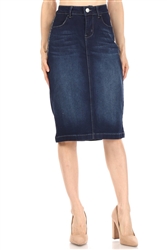 SG-77611 Dk.Indigo Wash middle length skirt