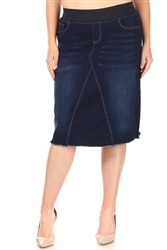 SG-77617XB Dk.Indigo Wash calf length skirt