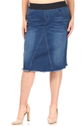 SG-77617XB Indigo Wash calf length skirt