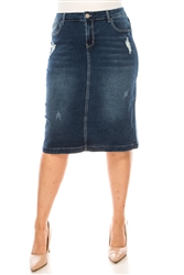 SG-77802XC Indigo Wash middle length skirt