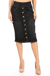 SG-77803G Black Wash middle length skirt