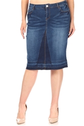 SG-77852XA Indigo Wash calf length skirt