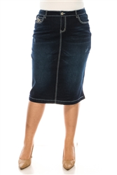 SG-77856XDk.Indigo calf length skirt