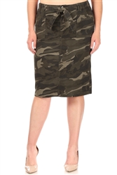 SG-77862X Camo calf length skirt