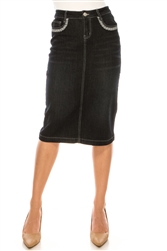 SG-77870A Black Wash calf length skirt