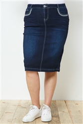 SG-77870X Dk.Indigo Calf length skirt