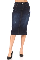 SG-77883E-Dk.Indigo calf length skirt