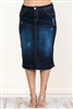 SG-77883XE-Dk.Indigo Calf length skirt