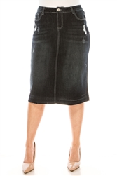 SG-77883XG Black Wash Calf length skirt