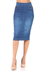 SG-77907 Indigo Wash middle length skirt