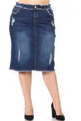 SG-77919X Indigo Wash middle length skirt