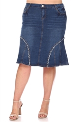 SG-77932X Indigo Wash Calf length skirt