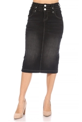 SG-77952 Black Wash calf length skirt