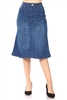 SG-77955 Indigo Wash calf length skirt