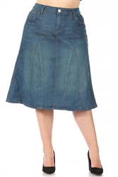 SG-77955X Vintage Wash calf length skirt