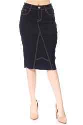 SG-77957 Dk.Indigo middle length skirt