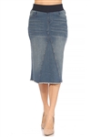 SG-77987 Vintage Wash calf length skirt