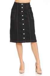 SG-77997 Black middle length skirt