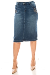 SG-77998X Indigo Wash Calf length skirt