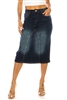 SG-78003A Dk.Indigo Wash calf length skirt
