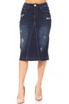 SG-79005 Dk.Indigo Wash middle length skirt