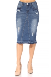 SG-79005 Indigo Wash middle length skirt