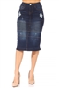 SG-79008 Dk.Indigo Wash middle length skirt