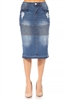 SG-79008 Indigo Wash middle length skirt