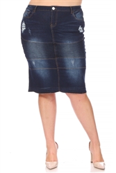 SG-79008X Dk.Indigo Wash middle length skirt