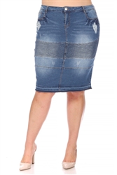 SG-79008X Indigo Wash middle length skirt