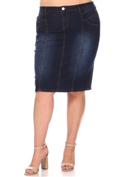 SG-79010X Dk.Indigo Wash middle length skirt