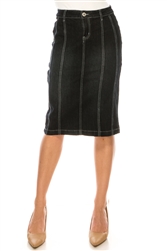 SG-79031A Black Wash middle length skirt