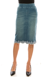 SG-79039 Vintage Wash middle length skirt