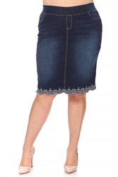 SG-79039X Dk.Indigo Wash middle length skirt