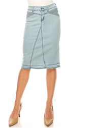 SG-79044A Lt.Indigo middle length skirt