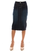 SG-79047 Dk.Indigo Wash calf length skirt