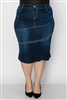 SG-79050X Dk.Indigo Wash calf length skirt
