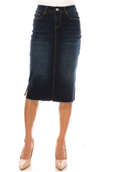 SG-79051 Dk.Indigo Wash calf length skirt