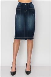 SG-79052 Dk.Indigo Wash middle length skirt