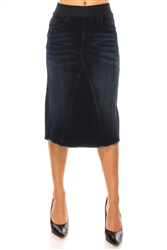 SG-79061 Dk.Indigo Wash calf length skirt