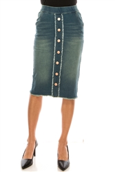 SG-79065 Vintage Wash middle length skirt