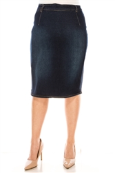 SG-79077X Dk.Indigo Wash middle length skirt