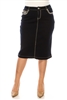 SG-79086X Dk.Indigo Calf length skirt