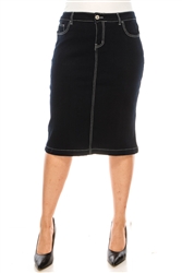 SG-79088X Dk.Indigo middle length skirt
