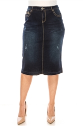 SG-79097X Dk.Indigo Wash Calf length skirt