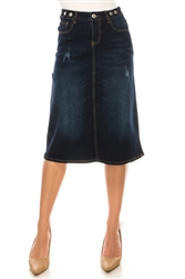 SG-79098 Dk.Indigo Wash calf length skirt