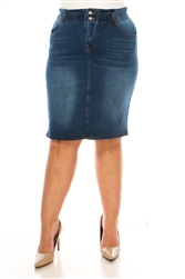 SG-79100X Indigo Wash middle length skirt
