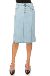 SG-79101 Lt.Indigo middle length skirt