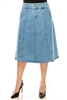 SG-79113X Stone Wash calf length skirt