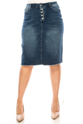 SG-79123X Indigo Wash middle length skirt
